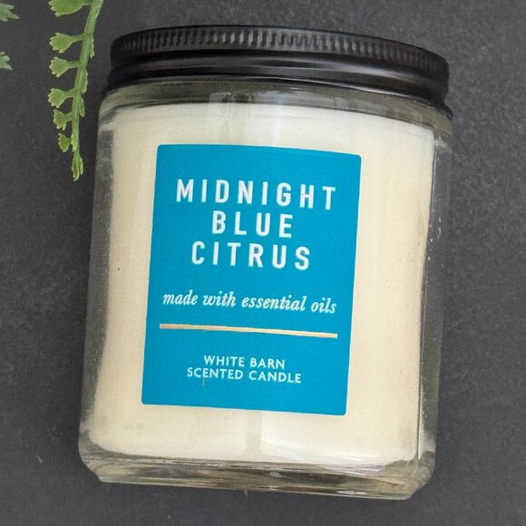 BBW Midnight Blue Citrus White Barn Bath & Body Works Mason Single Wick Candle - Picture 5 of 10